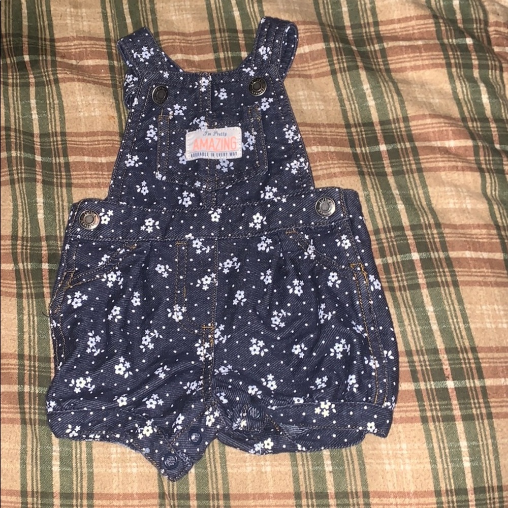 Short Floral Overalls